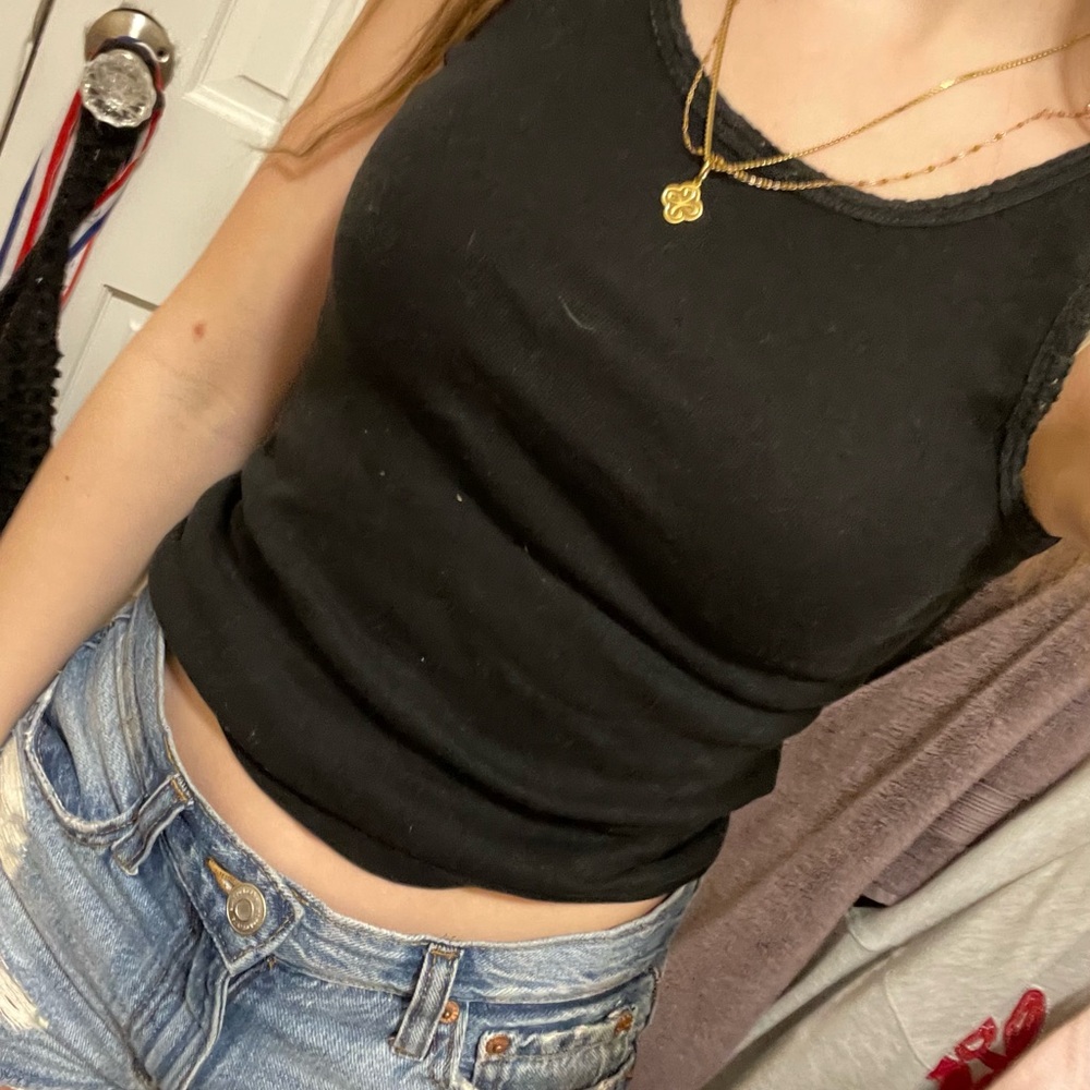 GAP Black Fitted Crop Tank Top